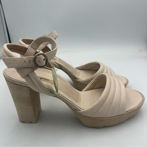 Paul Green Leslie Ankle Strap BlockHeel Sandal Biscuit Leather WMNS Size US 10.5
